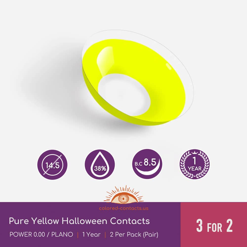 Pure Yellow Halloween Contacts - thumbnail 3