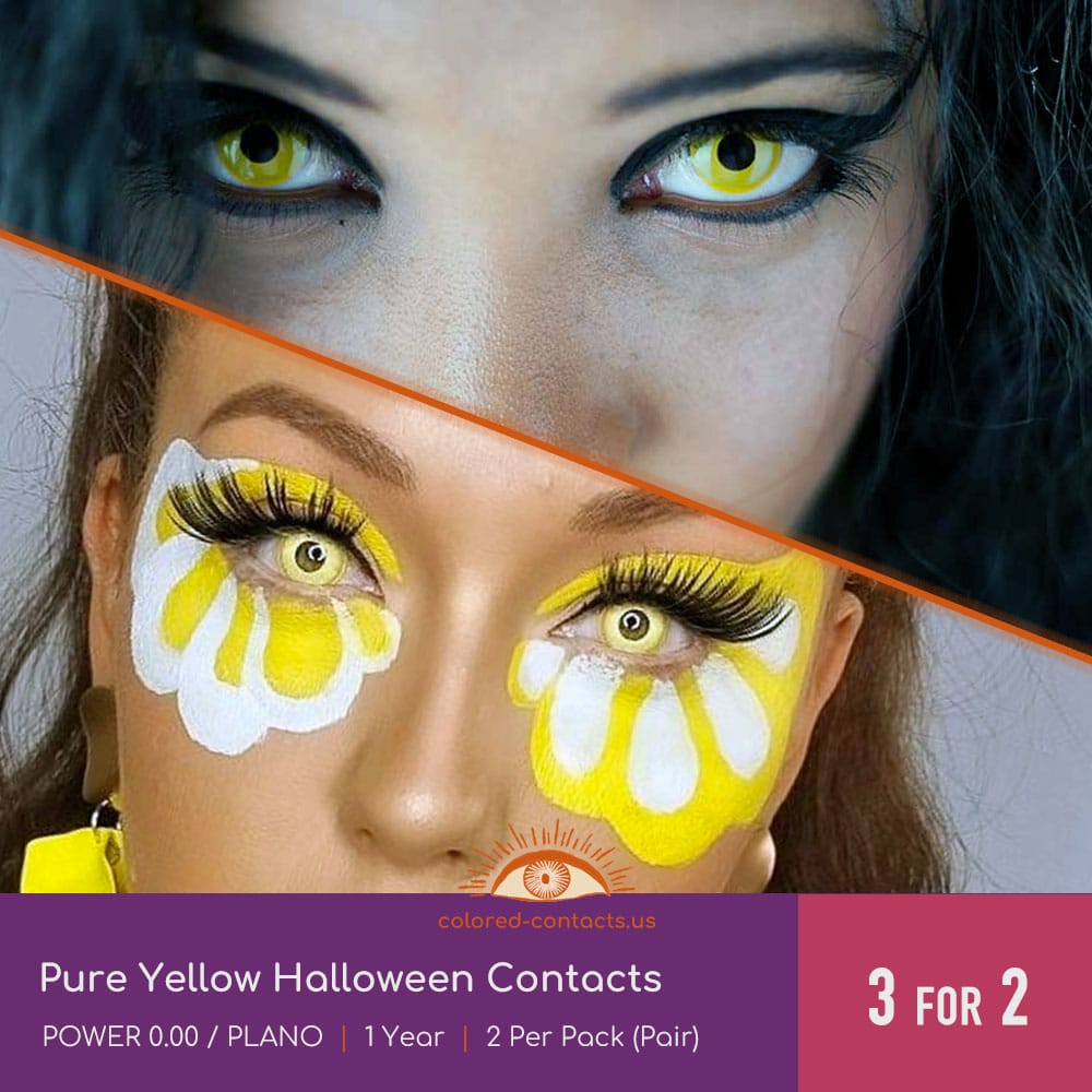 Pure Yellow Halloween Contacts - thumbnail 2
