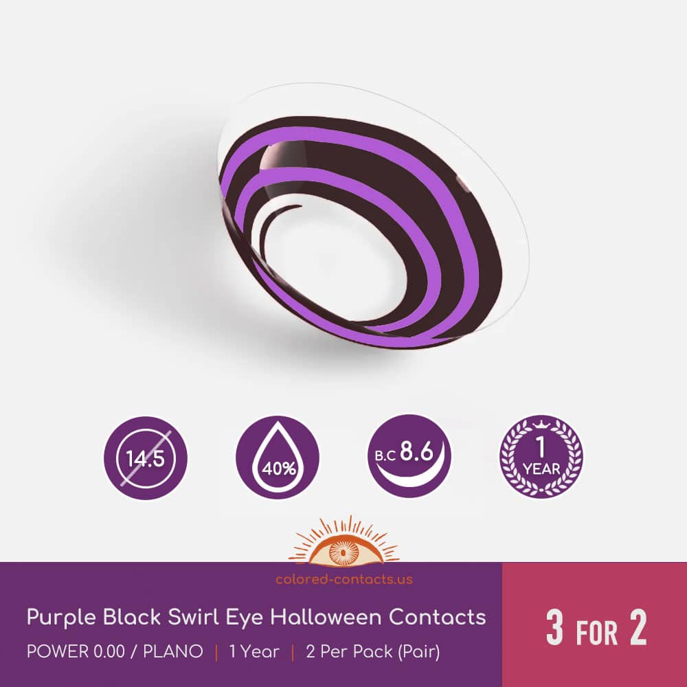 Purple Black Swirl Eye Halloween Contacts - thumbnail 3