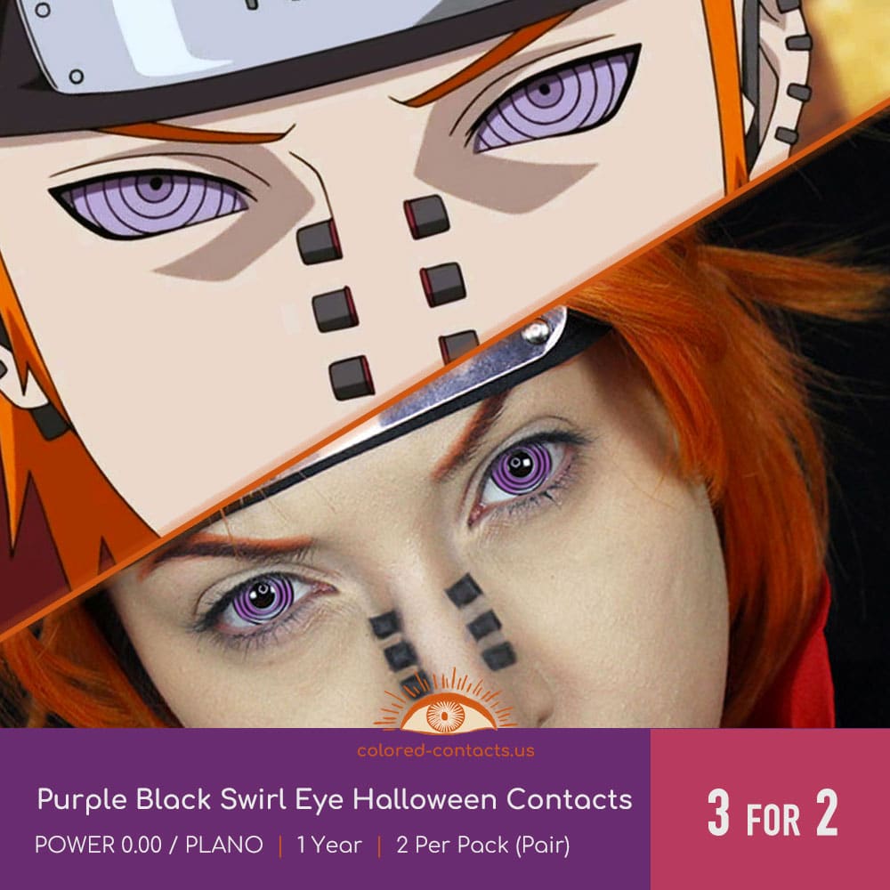 Purple Black Swirl Eye Halloween Contacts - thumbnail 2