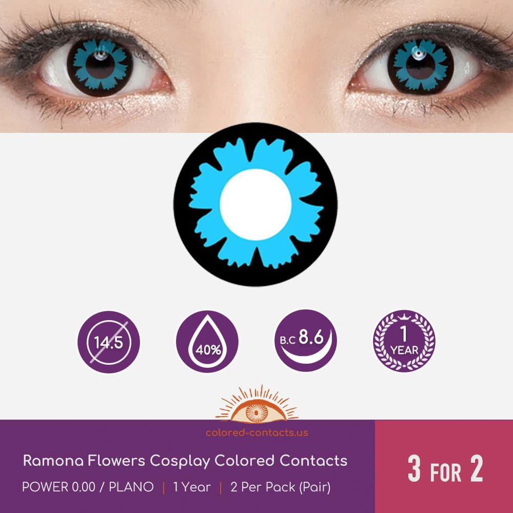 Ramona Flowers Cosplay Blue Colored Contacts - thumbnail 3