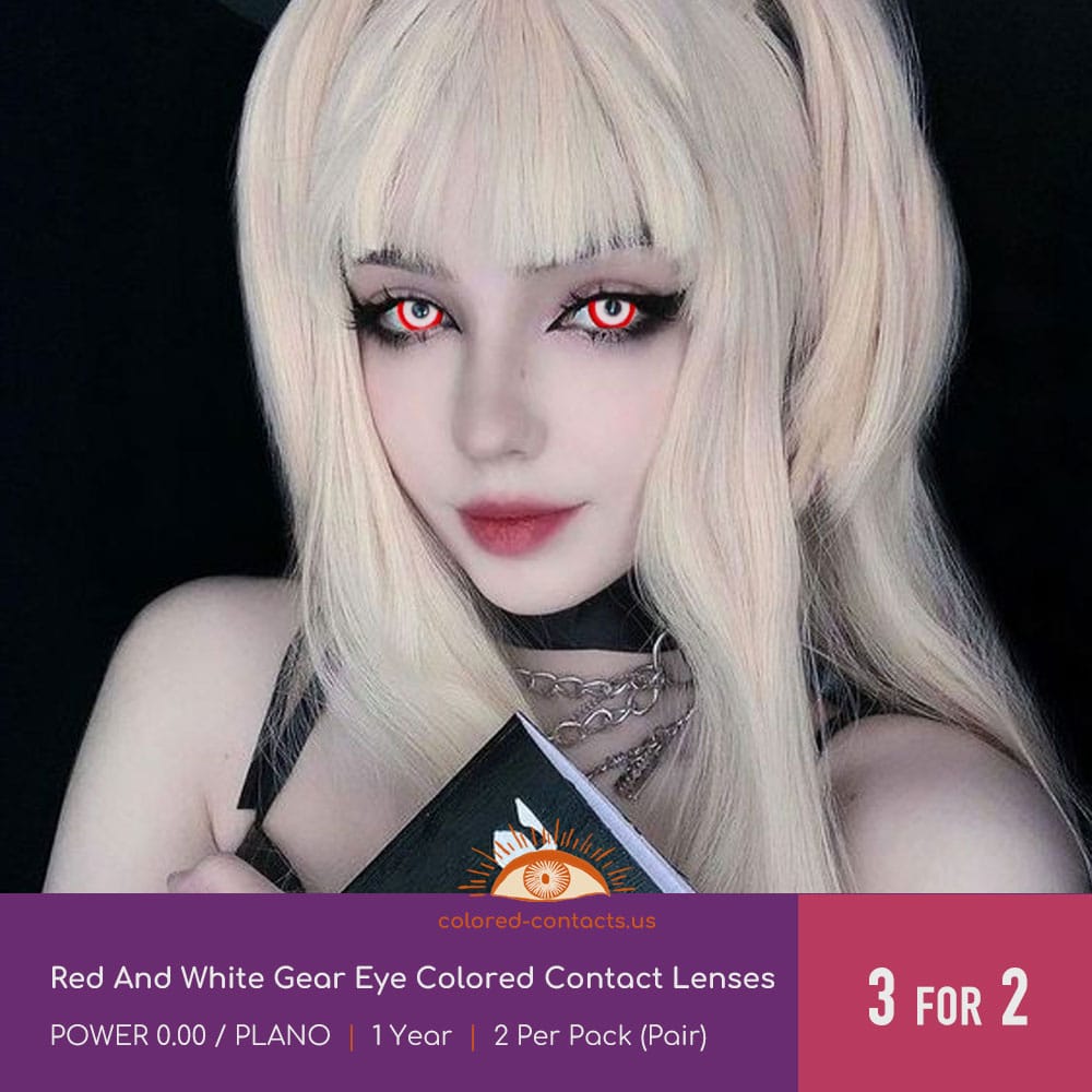 Red And White Gear Eye Colored Contact Lenses - thumbnail 2