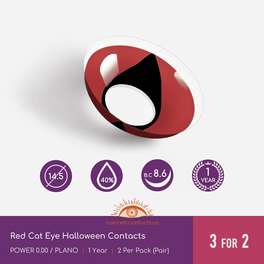 Red Cat Eye Halloween Contacts - thumbnail 3