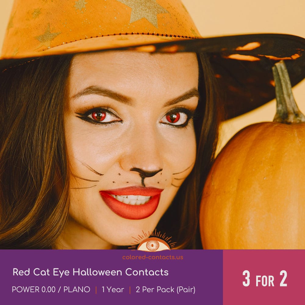 Red Cat Eye Halloween Contacts - thumbnail 2
