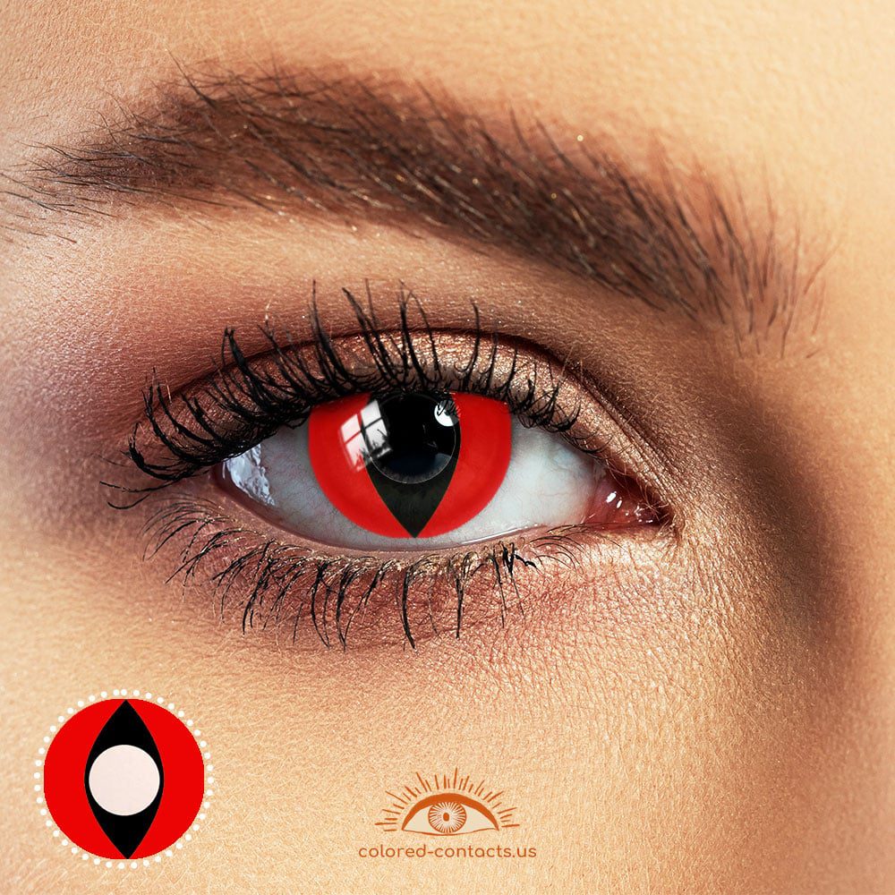 Red Cat Eye Halloween Contacts - image 1