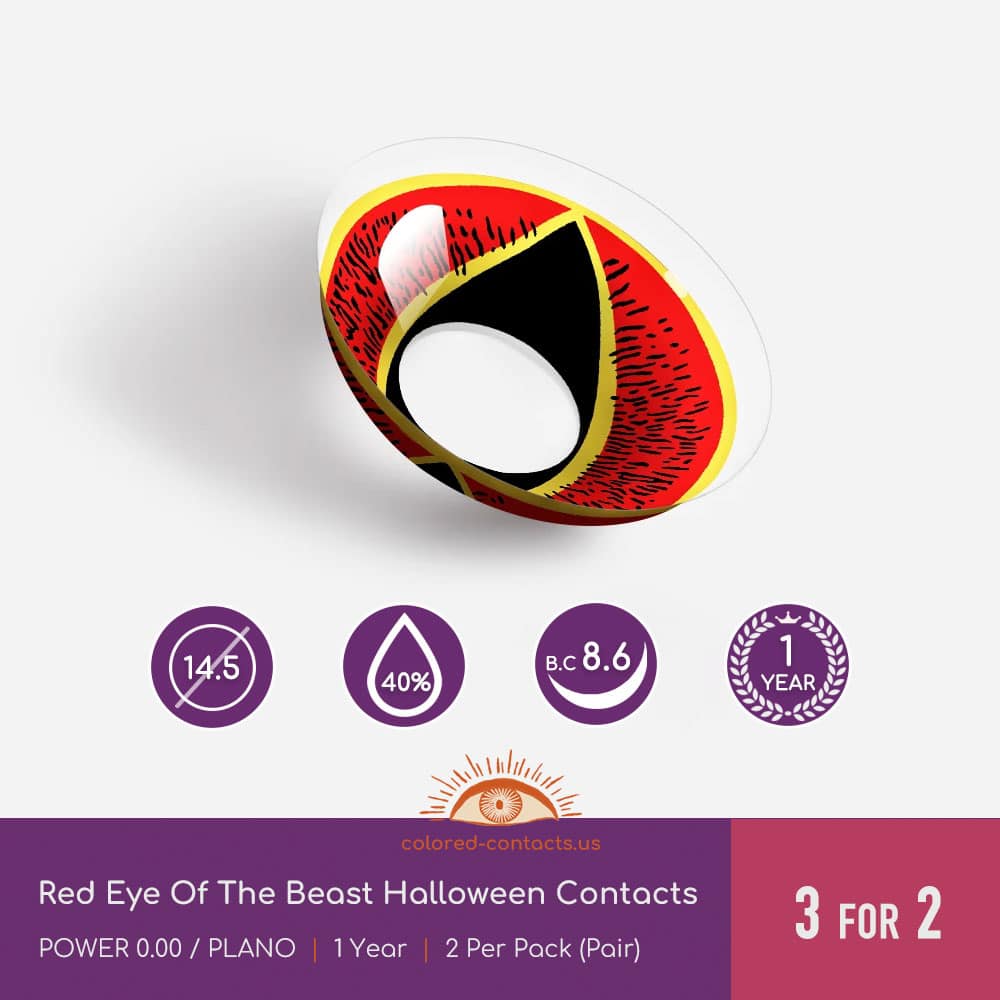 Red Eye Of The Beast Halloween Contacts - thumbnail 3