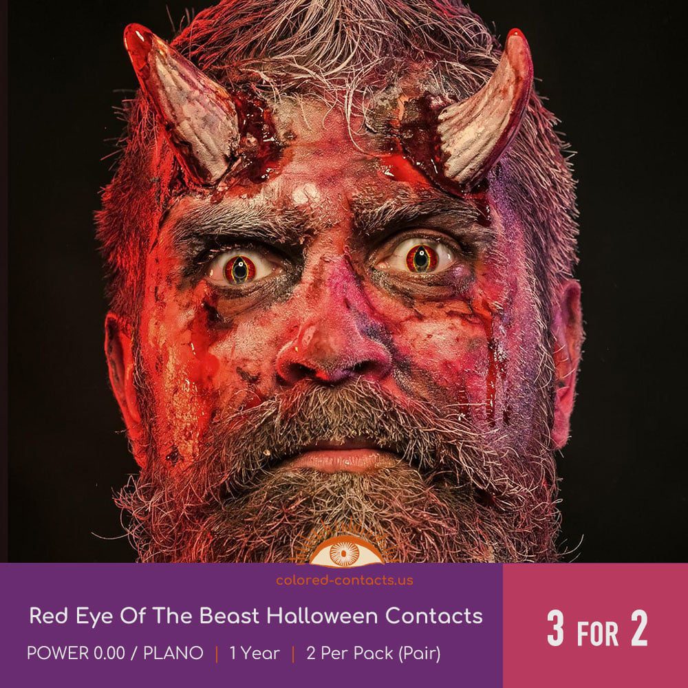 Red Eye Of The Beast Halloween Contacts - thumbnail 2