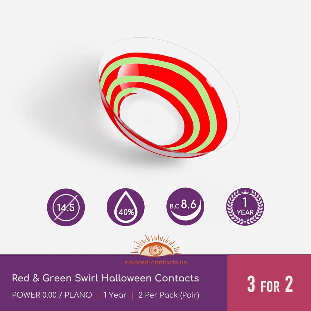 Red & Green Swirl Halloween Contacts - thumbnail 3