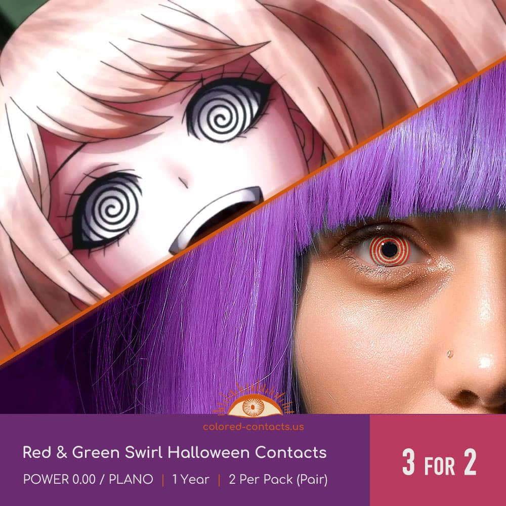 Red & Green Swirl Halloween Contacts - thumbnail 2