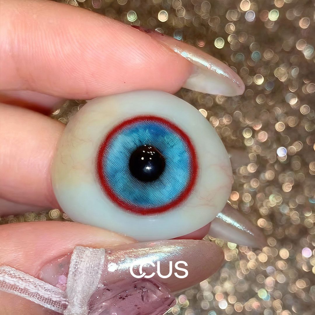 Red Rim Ice Blue Colored Contacts - thumbnail 2