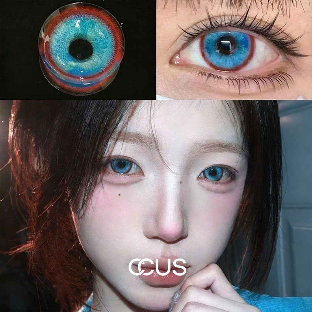 Red Rim Ice Blue Colored Contacts - thumbnail 3