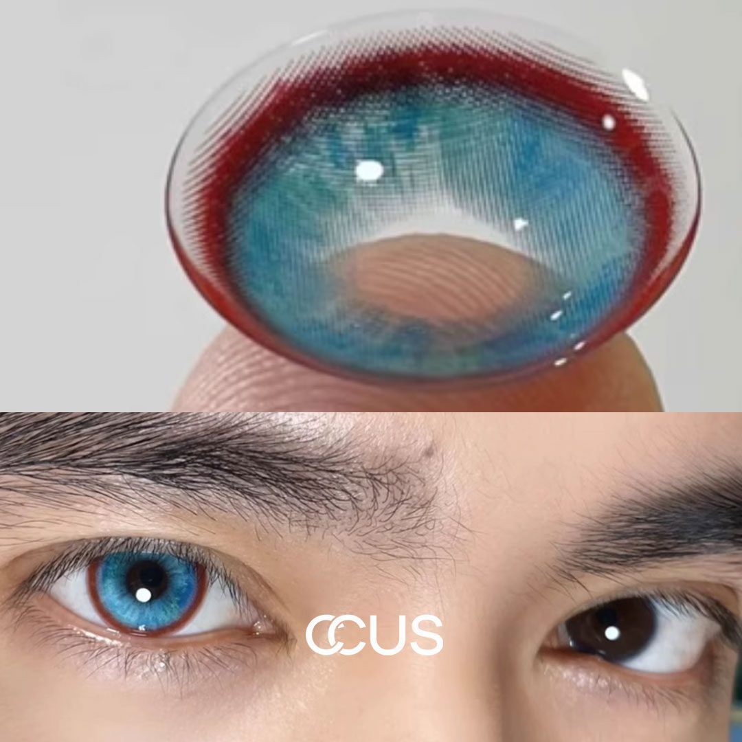 Red Rim Ice Blue Colored Contacts - thumbnail 4