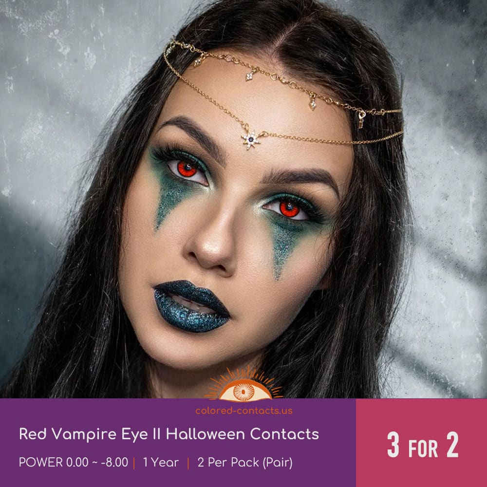 Red Vampire Eye II Halloween Contacts - thumbnail 2