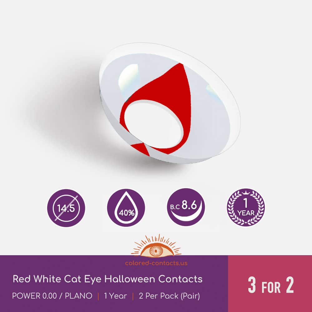 Red White Cat Eye Halloween Contacts - thumbnail 3
