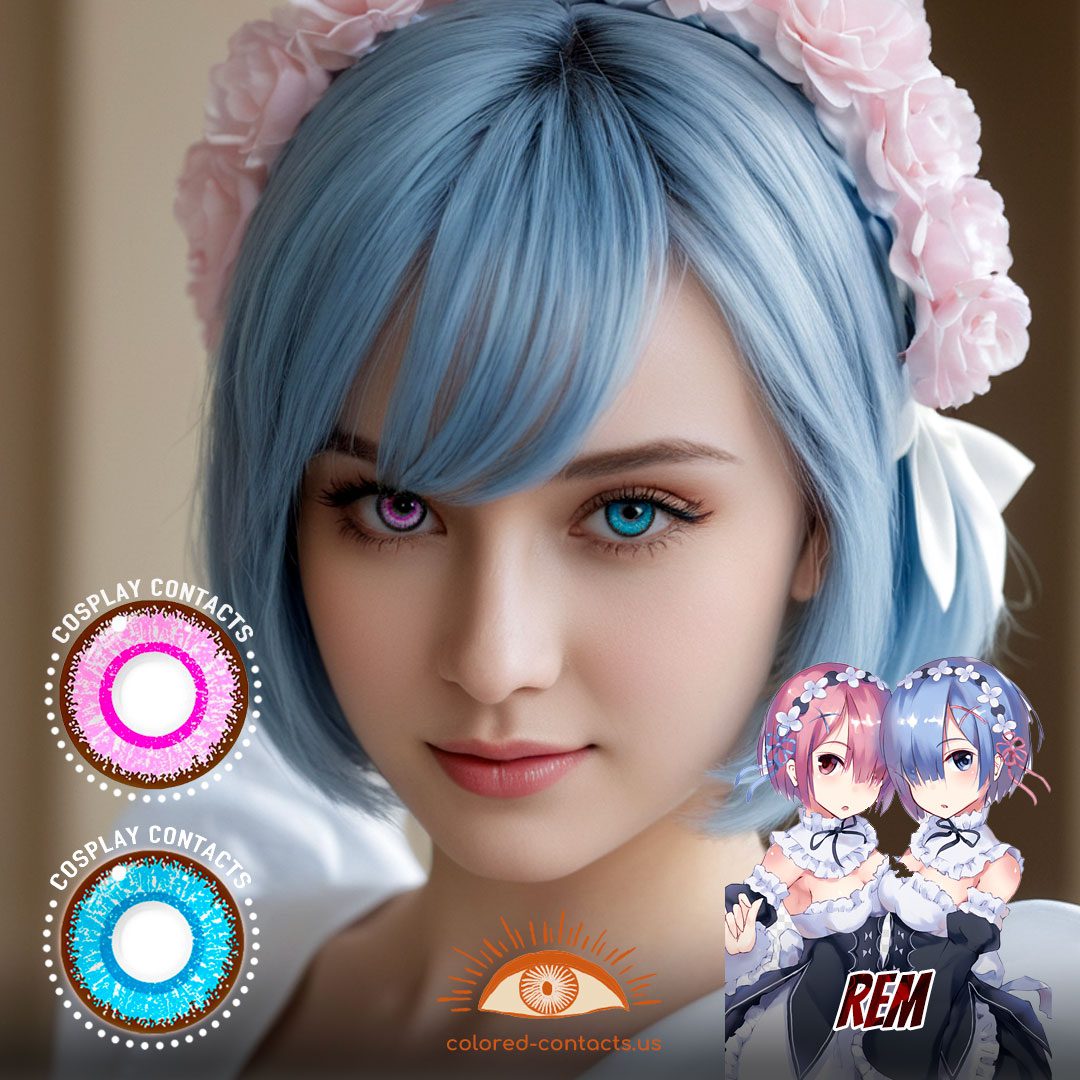 Re:Zero - Rem Cosplay Heterochromia Contact Lenses - image 1