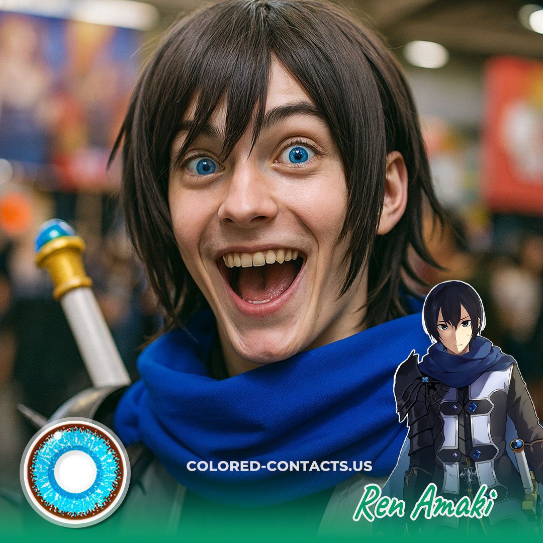 Ren Amaki Cosplay Macaron Blue Contact Lenses - image 1
