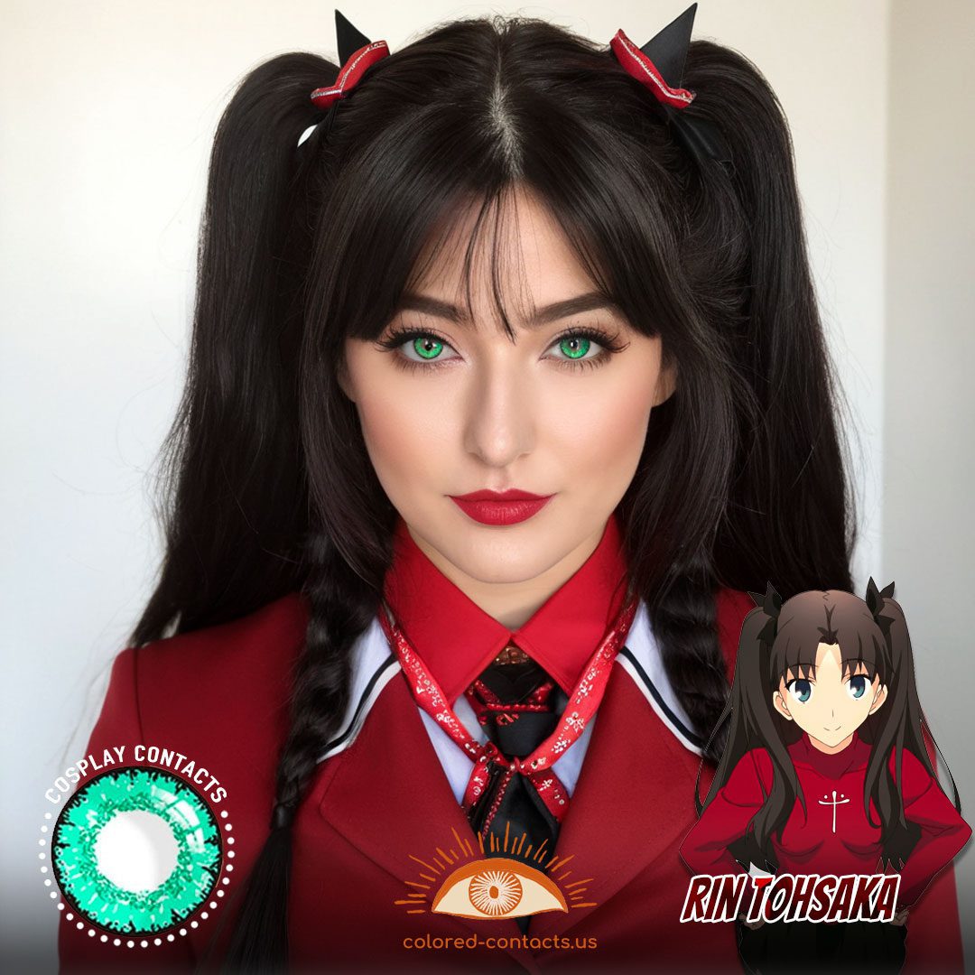 TYPE-MOON: Rin Tohsaka Cosplay Opal Green Contact Lenses - image 1