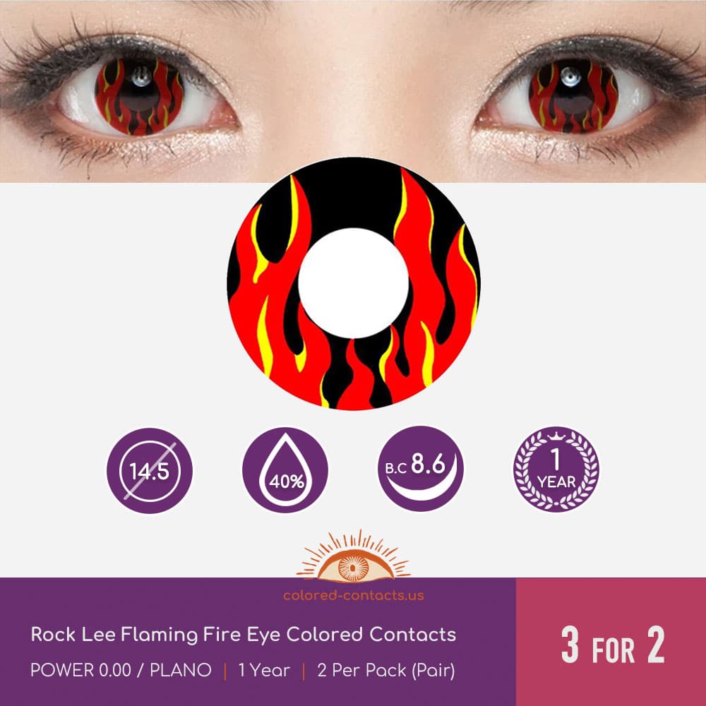 Rock Lee Flaming Fire Eye Colored Contacts - thumbnail 3