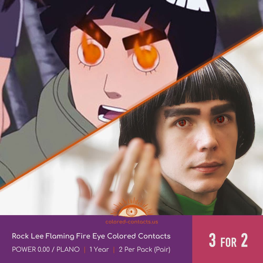 Rock Lee Flaming Fire Eye Colored Contacts - thumbnail 2