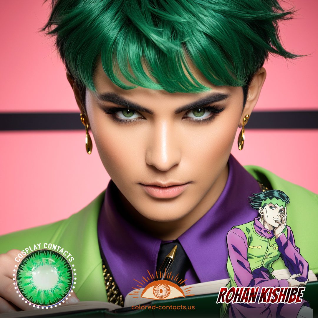 JoJo’s Bizarre Adventure: Rohan Kishibe Cosplay Green Contact Lenses - image 1