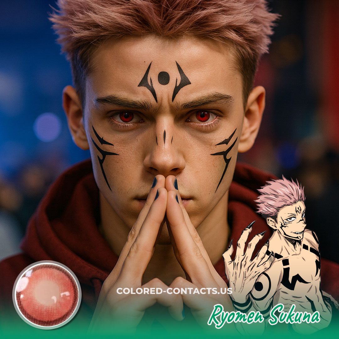 Ryomen Sukuna Cosplay Contact Lenses - Red King of Curses Contacts - image 1