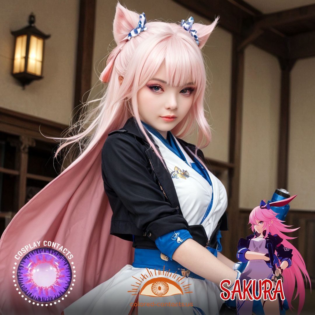 Honkai Impact 3rd: SAKURA Cosplay Purple Contact Lenses - image 1