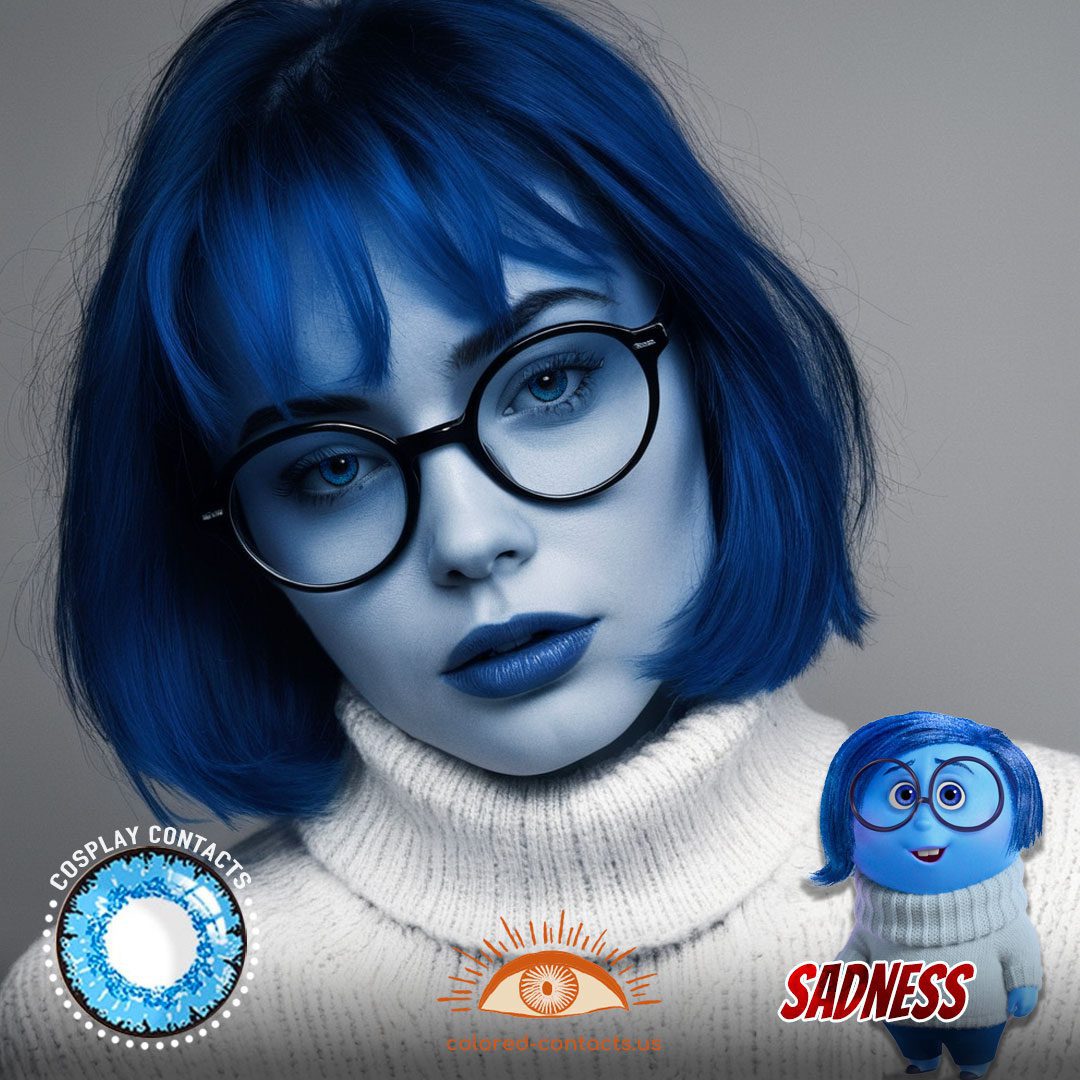 Inside Out: Sadness Cosplay Blue Eye Contact Lenses - image 1