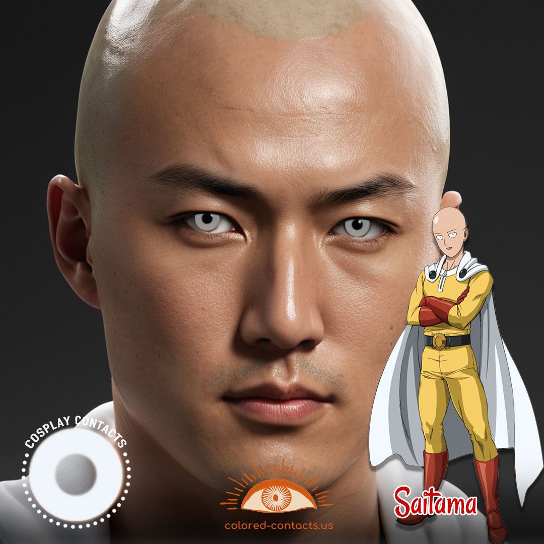 One-Punch Man: Saitama Cosplay White Contact Lenses - image 1