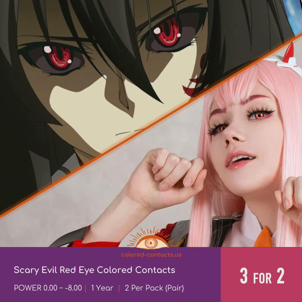 Scary Evil Red Eye Colored Contacts - thumbnail 2