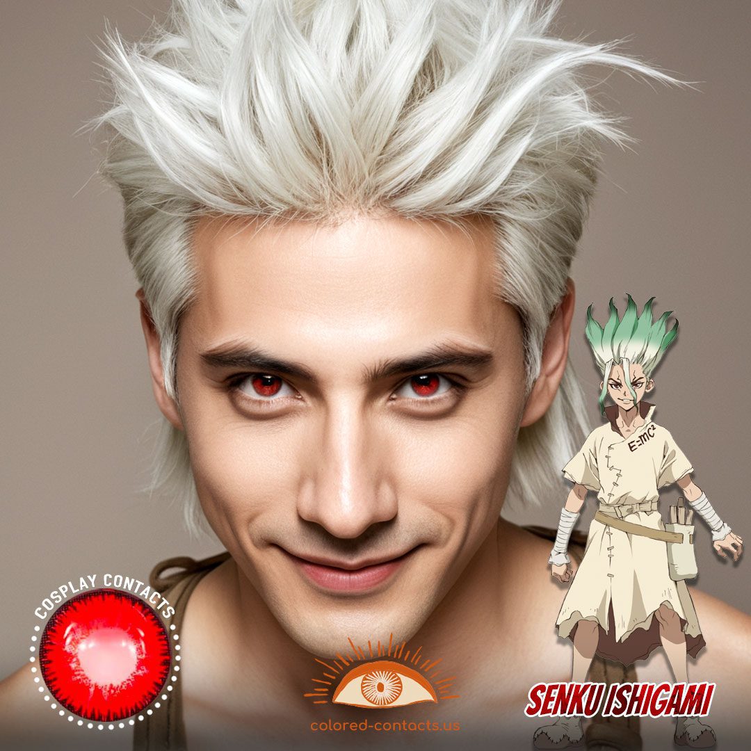 Dr. Stone: Senku Ishigami Cosplay Red Contact Lenses - image 1