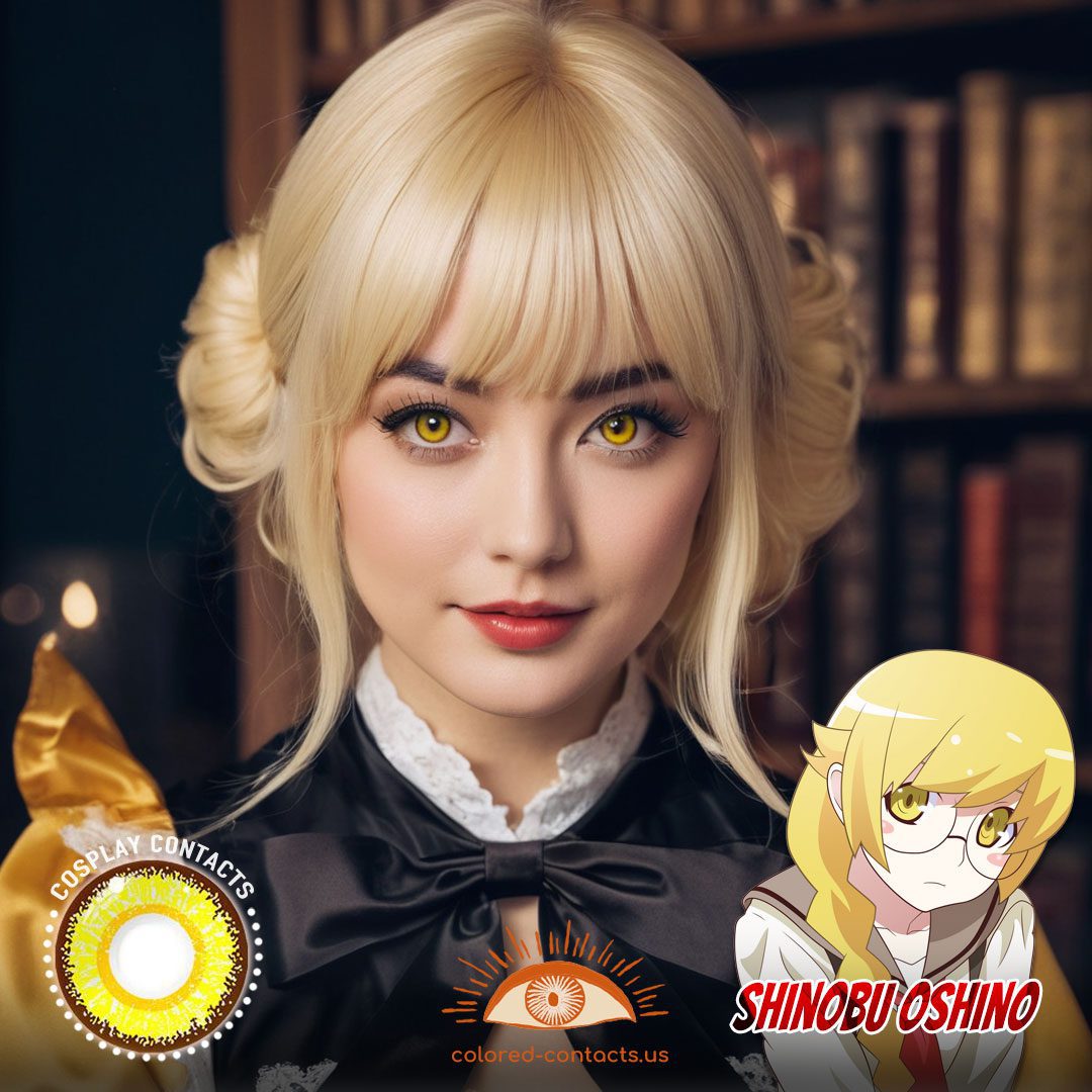 Bakemonogatari: Shinobu Oshino Cosplay Yellow Contact Lenses - image 1