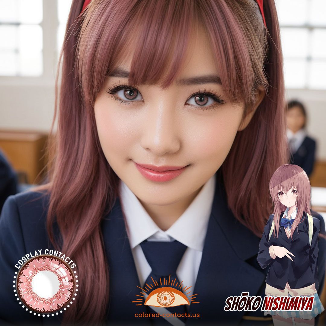 Koe no Katachi: Shoko Nishimiya Cosplay Pink Contact Lenses - image 1
