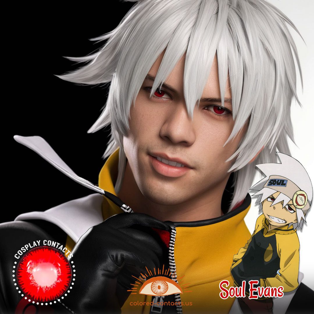 Soul Eater: Soul Evans Cosplay Red Contact Lenses - image 1