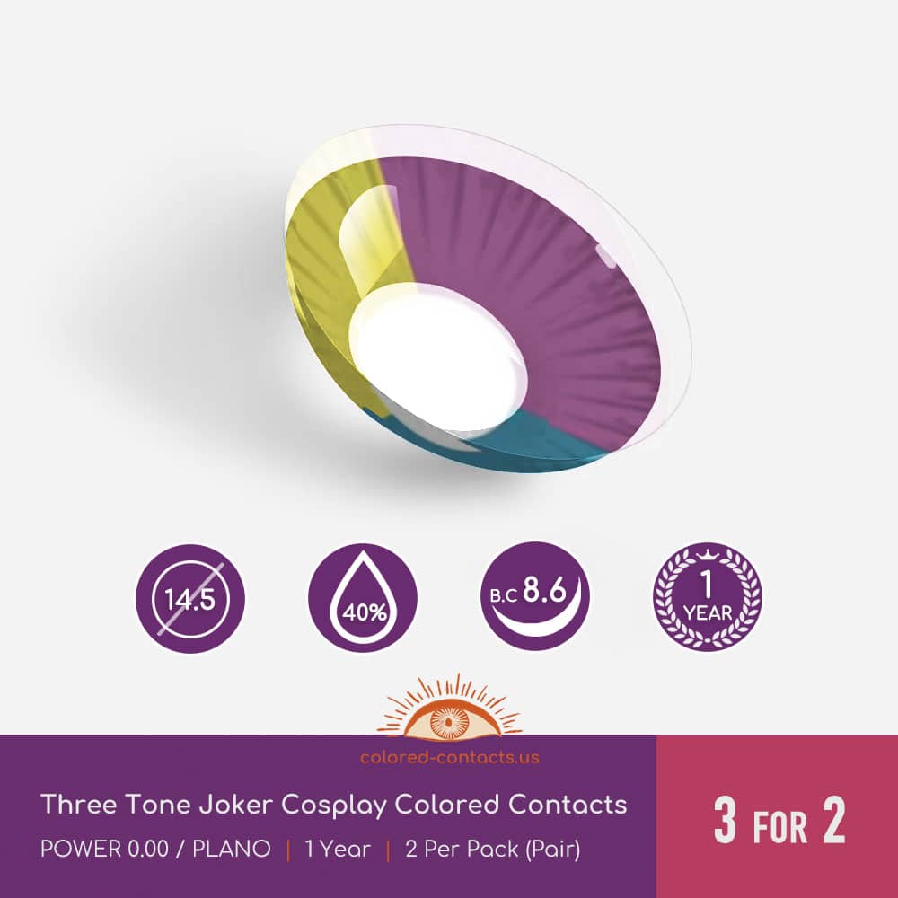 Three Tone Joker Cosplay Colored Contacts - thumbnail 3