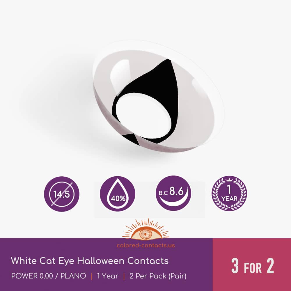 White Cat Eye Halloween Contacts - thumbnail 3