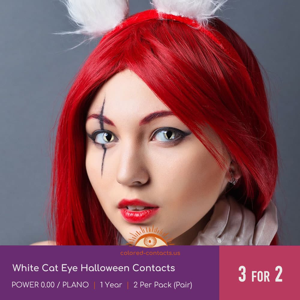 White Cat Eye Halloween Contacts - thumbnail 2