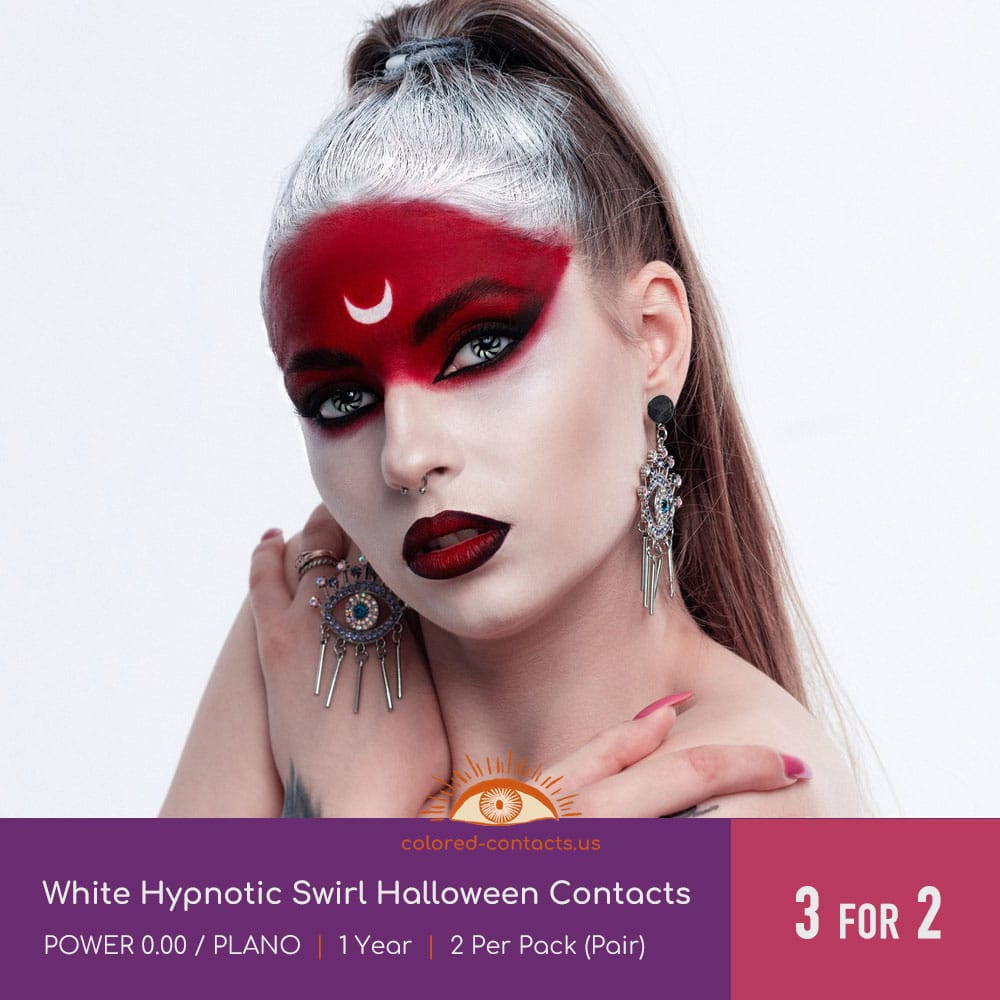 White Hypnotic Swirl Halloween Contacts - thumbnail 2