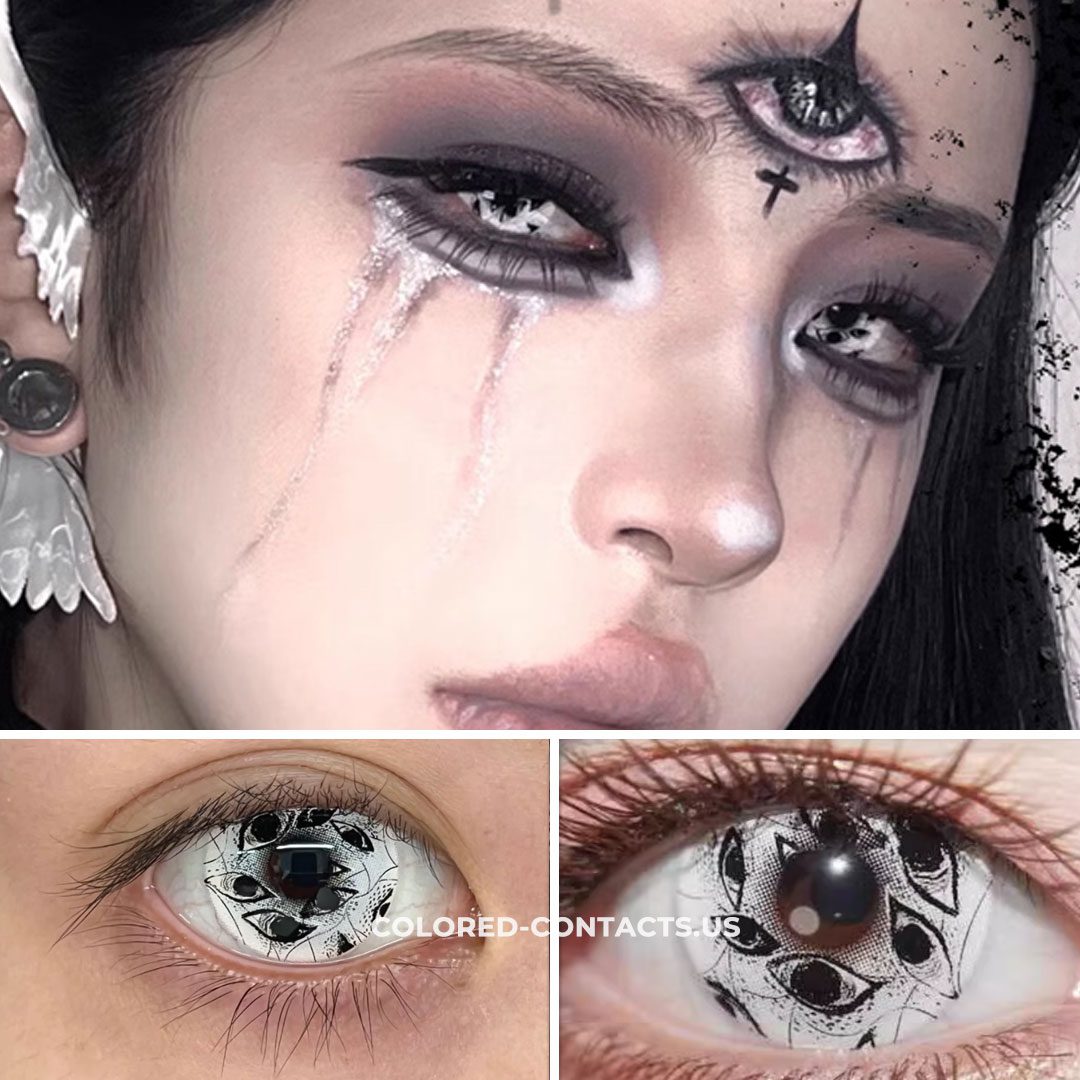 White Multi-Eye Horror Contact Lenses | 4-Lens Pack - thumbnail 2