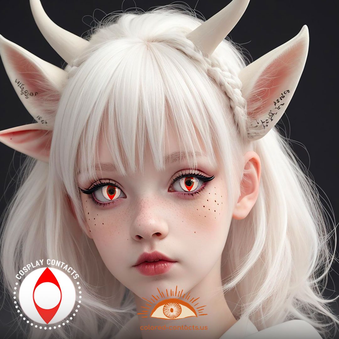 White Red Cat Eye Contacts - image 1