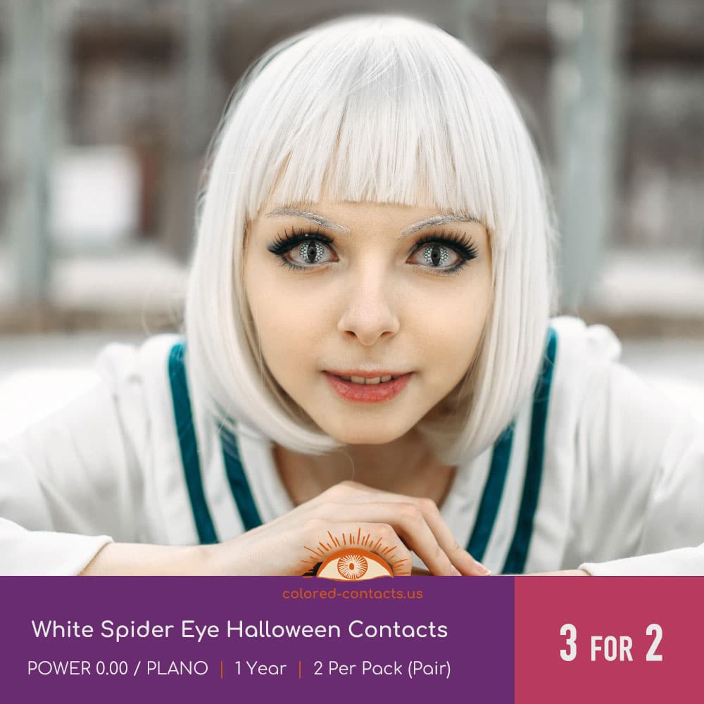 White Spider Eye Halloween Contacts - thumbnail 2