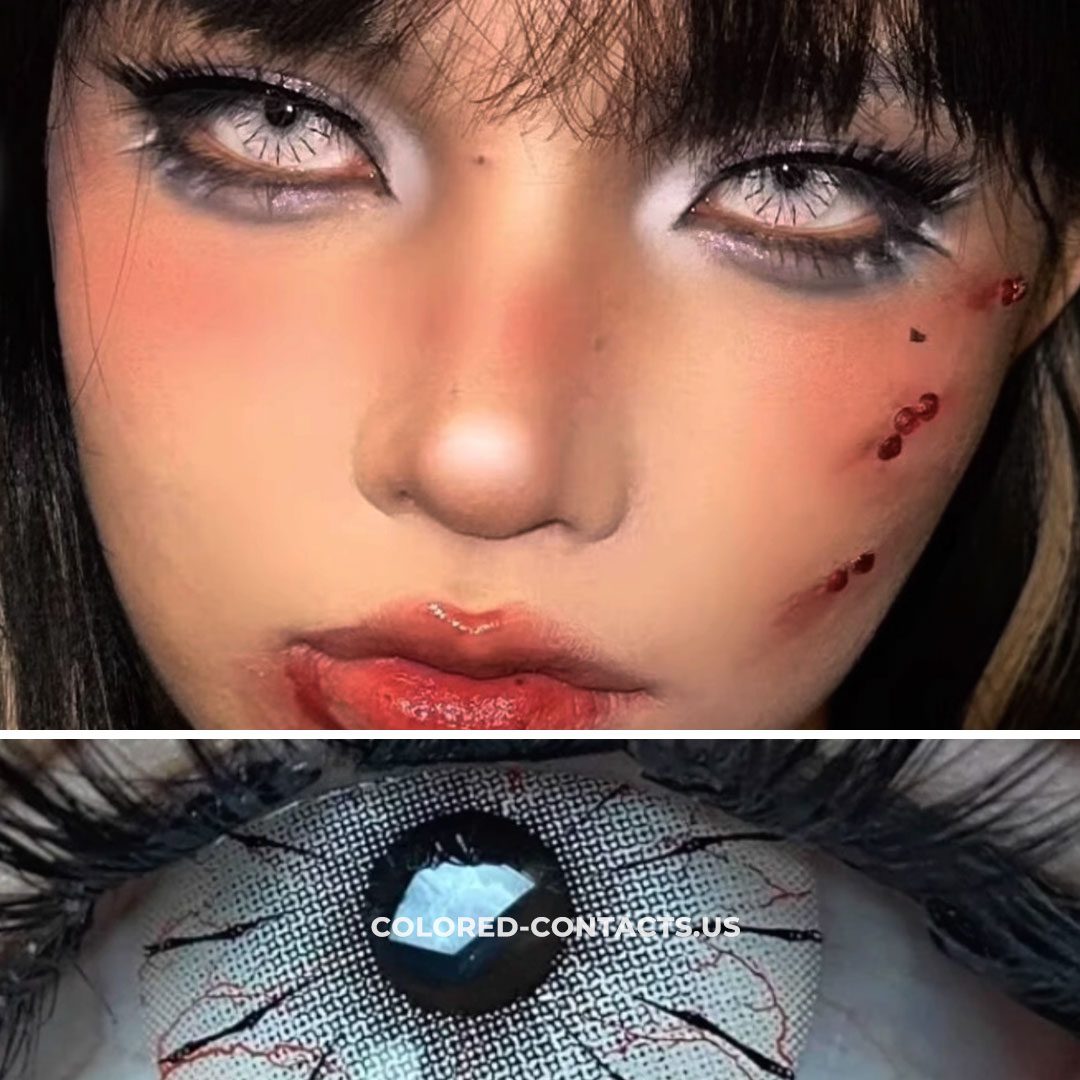 White Spider Web Colored Contacts  | 4-Piece Set - thumbnail 3