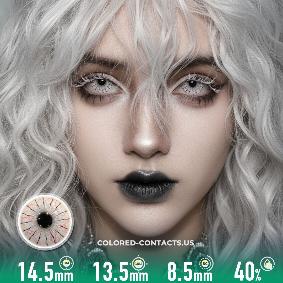 White Spider Web Colored Contacts | 4-Piece Set - image 1