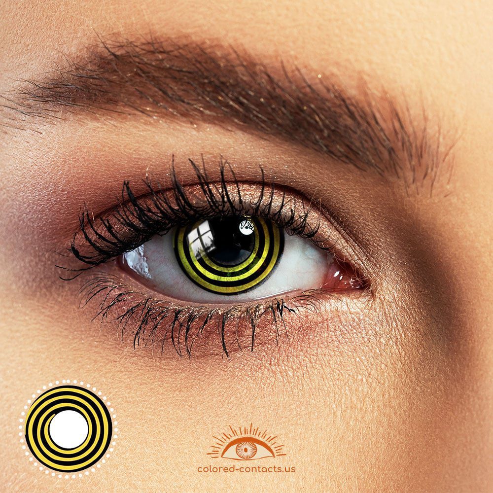 Yellow Black Swirl Eye Halloween Contacts - image 1