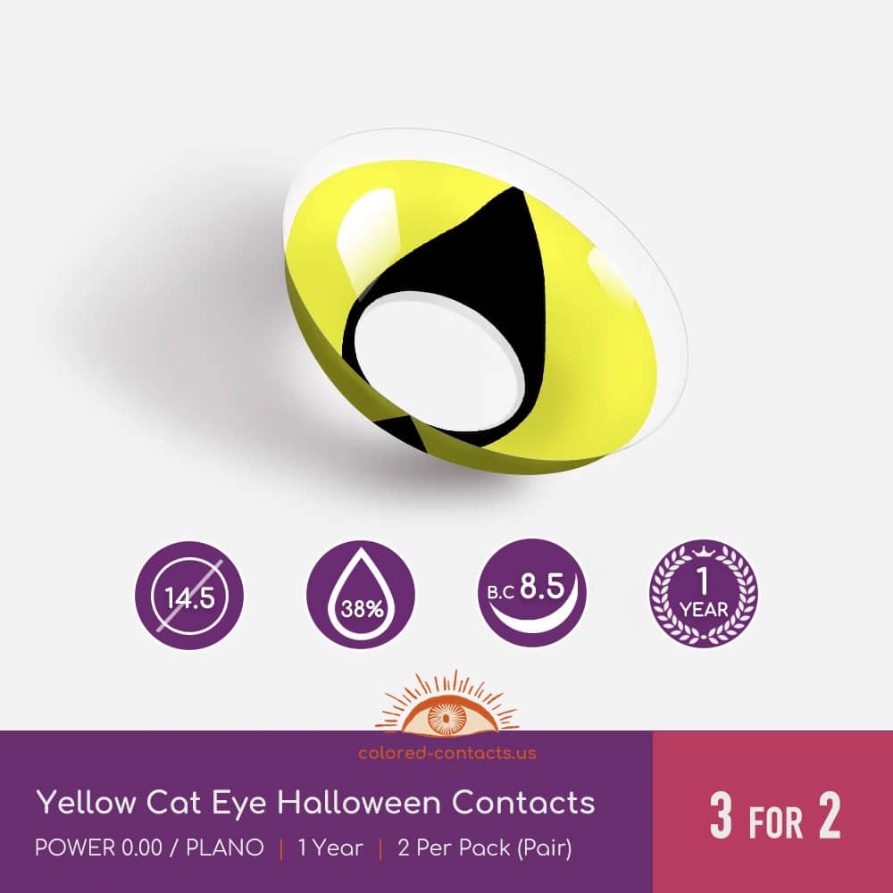Yellow Cat Eye Halloween Contacts - thumbnail 4