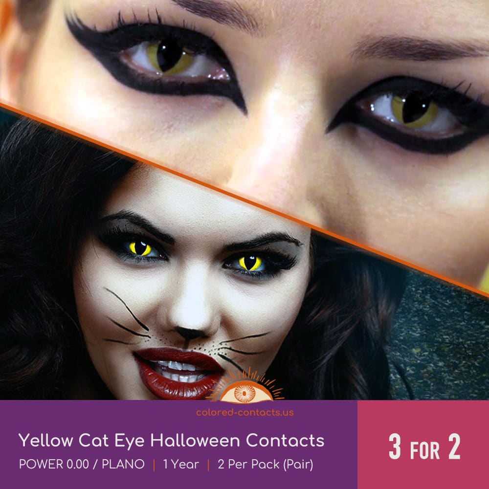 Yellow Cat Eye Halloween Contacts - thumbnail 2