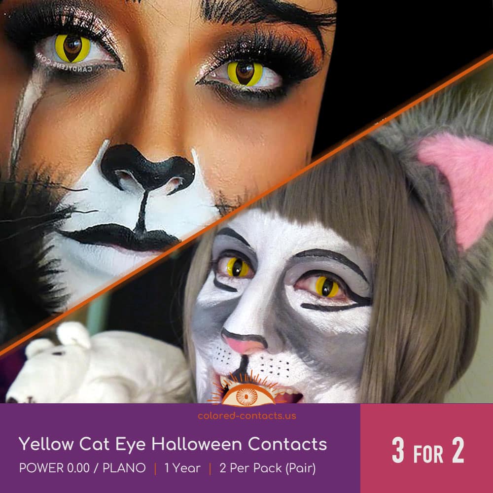 Yellow Cat Eye Halloween Contacts - thumbnail 3