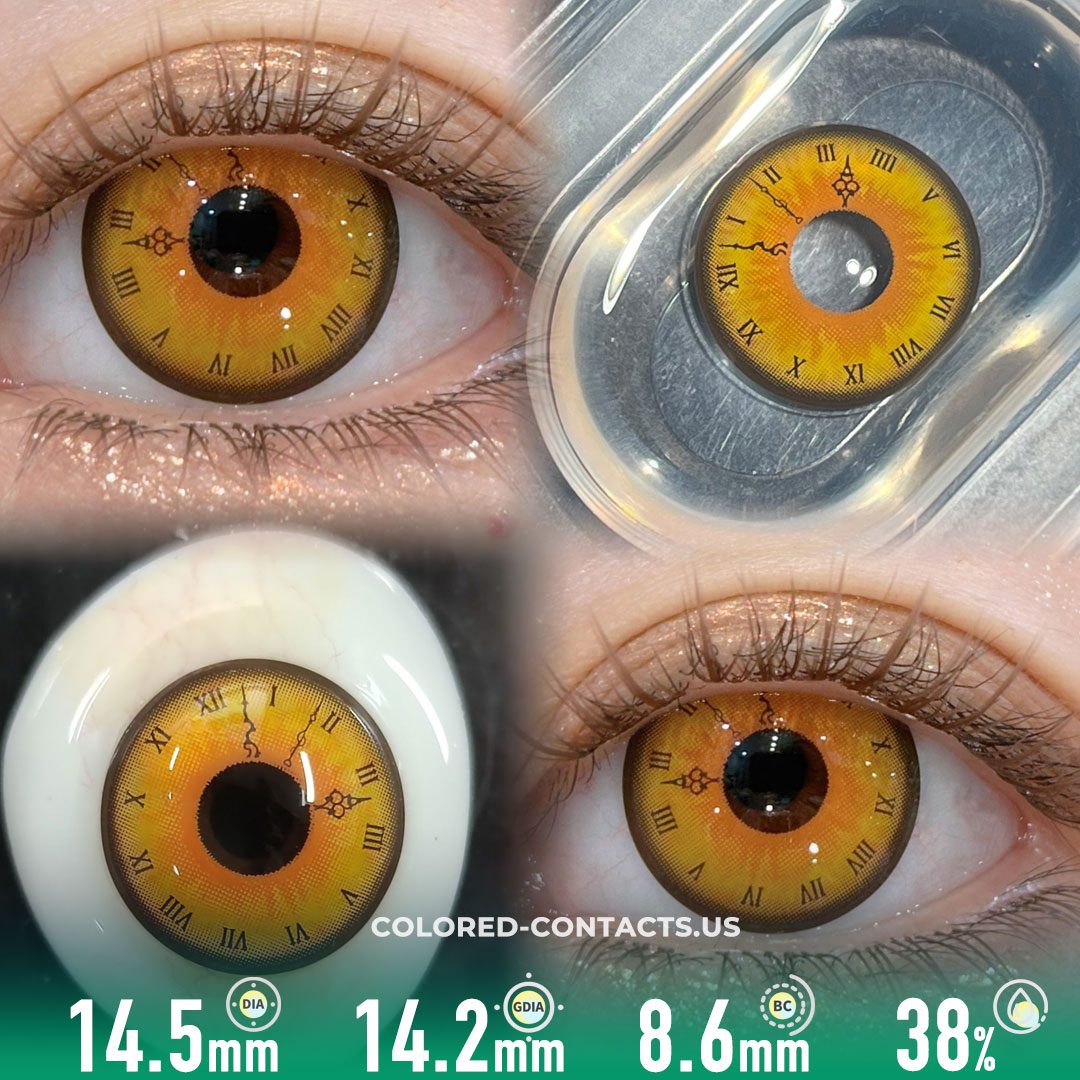 Yellow Clock Eye Cosplay Colored Contacts - image 1