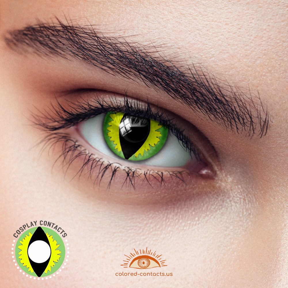 Yellow Green Cat Eye Contacts - thumbnail 2