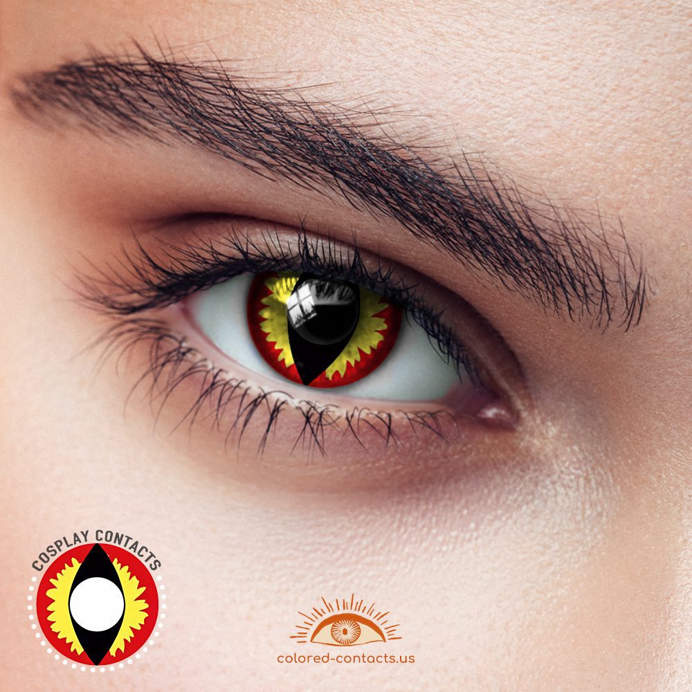 Yellow Red Cat Eye Contacts - thumbnail 2