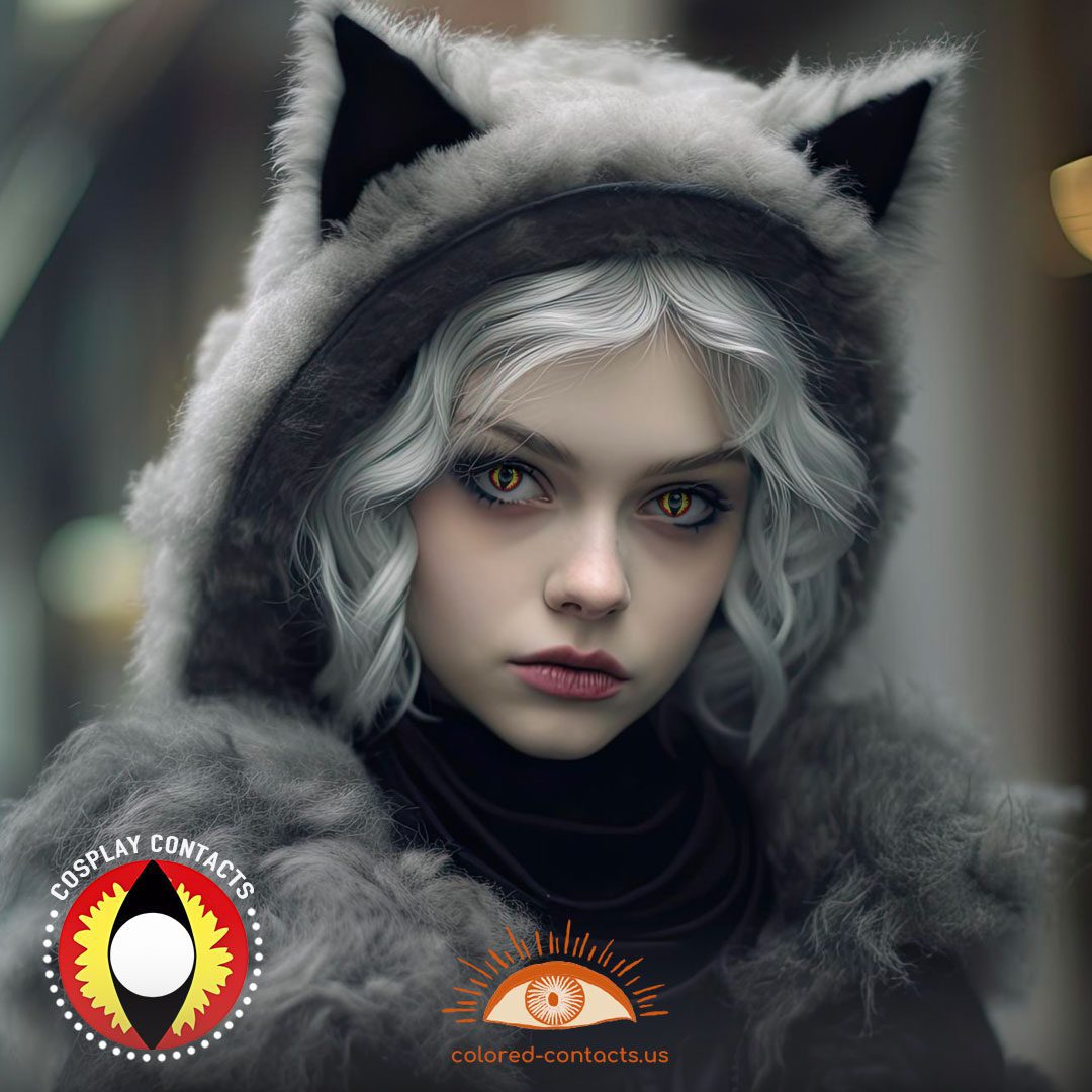 Yellow Red Cat Eye Contacts - image 1